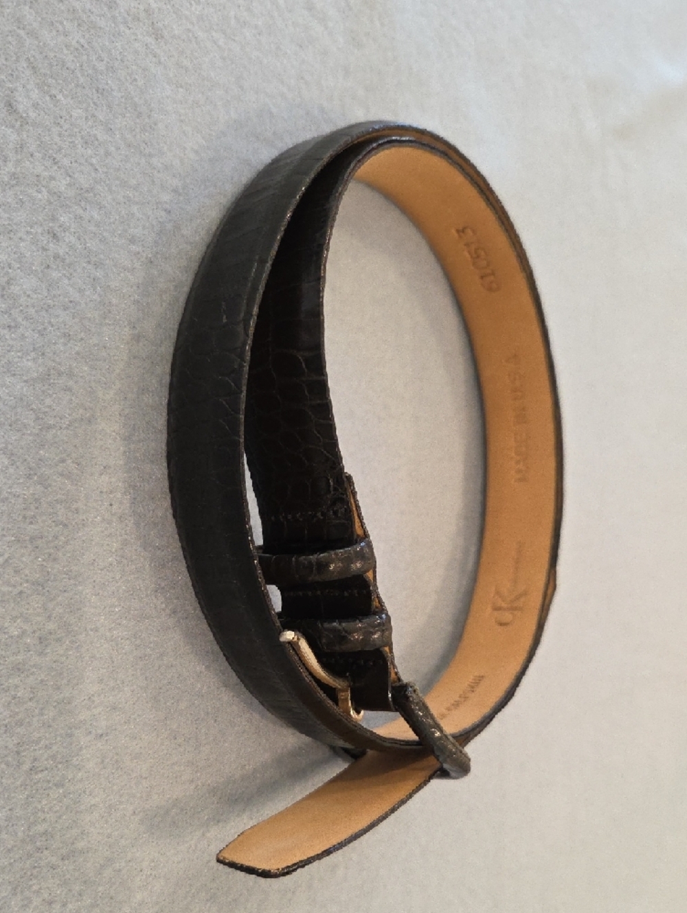 Women's Vintage Calvin Klein Black Alligator Skin Leather Medium Belt (M)